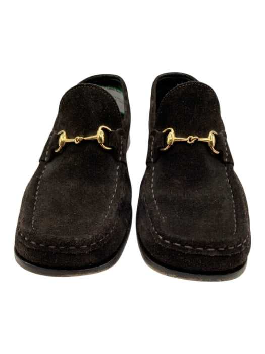 Gucci Shoe Size 39.5 Dark Brown Suede & Leather Horsebit Round Toe Loafers Dark Brown / 39.5