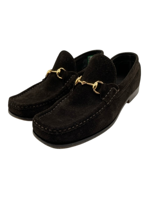 Gucci Shoe Size 39.5 Dark Brown Suede & Leather Horsebit Round Toe Loafers Dark Brown / 39.5