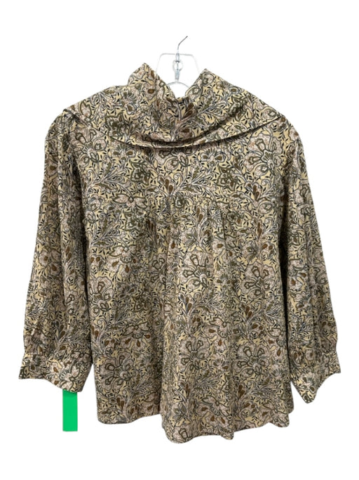 Banana Republic Size XS Yellow, Green, Multi Cotton Long Sleeve Large Collar Top Yellow, Green, Multi / XS