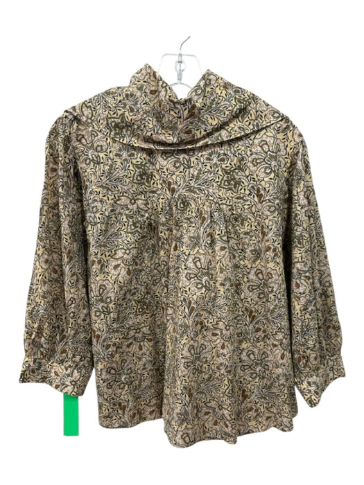 Banana Republic Size XS Yellow, Green, Multi Cotton Long Sleeve Large Collar Top Yellow, Green, Multi / XS