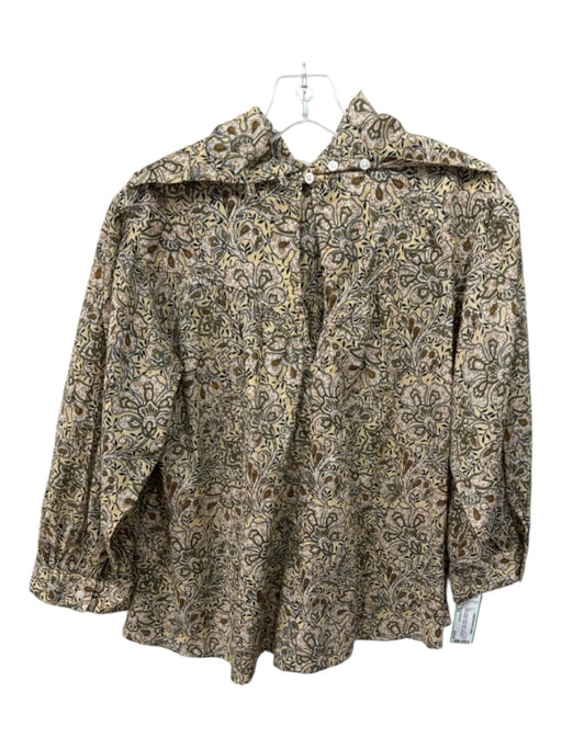 Banana Republic Size XS Yellow, Green, Multi Cotton Long Sleeve Large Collar Top Yellow, Green, Multi / XS