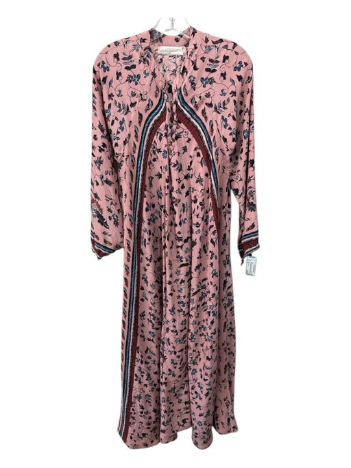 Natalie Martin Size XS Pink, Navy, Multi Rayon Long Sleeve Floral Maxi Dress Pink, Navy, Multi / XS