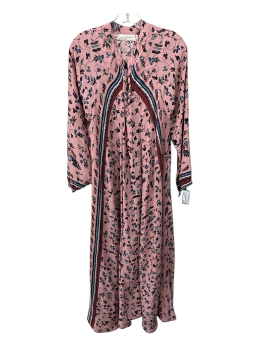 Natalie Martin Size XS Pink, Navy, Multi Rayon Long Sleeve Floral Maxi Dress Pink, Navy, Multi / XS