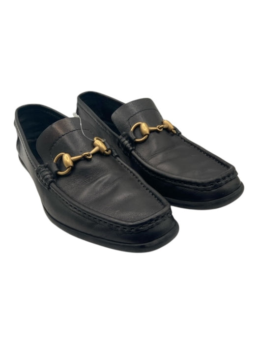 Gucci Shoe Size 9.5 Black Leather Square Toe Horse Bit Seam Detail loafer Flats Black / 9.5