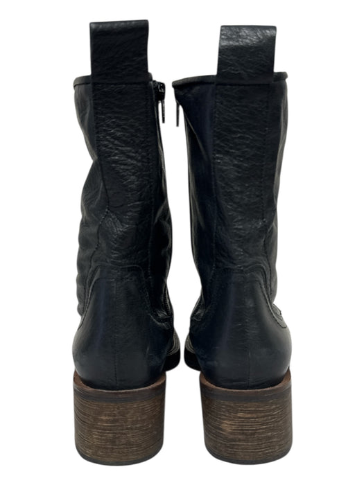 Free People Shoe Size 40 Black Leather Weathered Stacked Block Heel Booties Black / 40