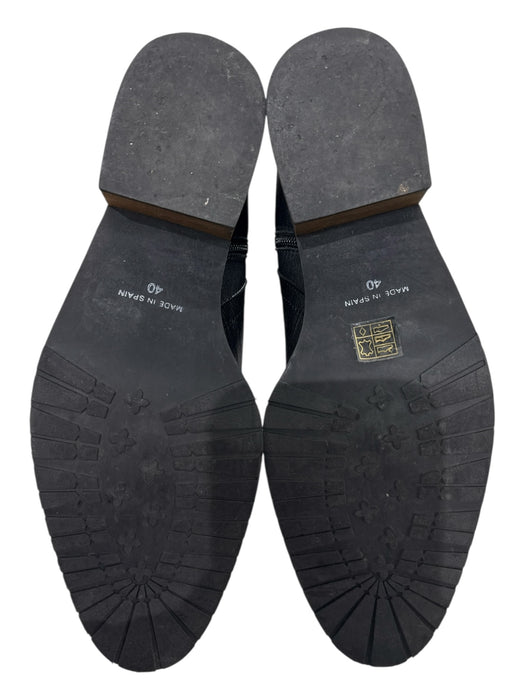 Free People Shoe Size 40 Black Leather Weathered Stacked Block Heel Booties Black / 40