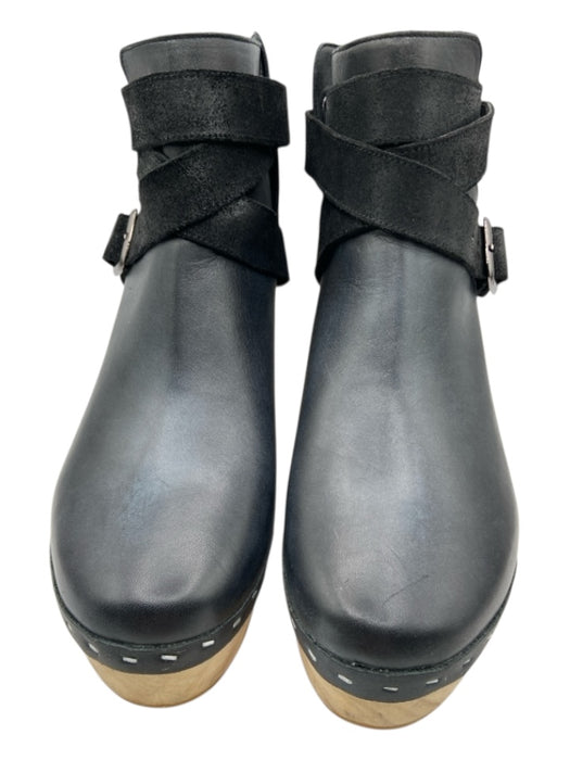 Free People Shoe Size 40 Black Leather Straps Buckle Ankle Clog Booties Black / 40