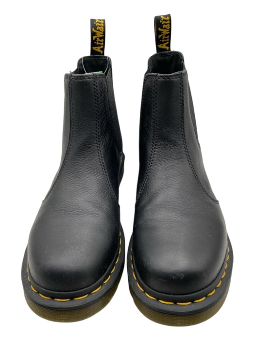 Dr. Martens Shoe Size 41 Black Leather Round Toe Yellow Stitching Booties Black / 41