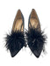 Sam Edelman Shoe Size 9.5 Black Satin Pointed Toe feather Pom Pom Stiletto Pumps Black / 9.5
