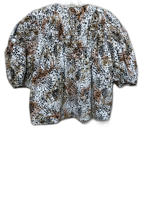 Sea New York Size XS Brown, Cream, Black Cotton Smocked Yoke keyhole front Top Brown, Cream, Black / XS