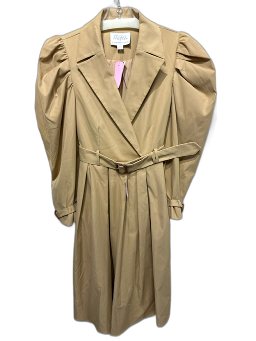 Mare Mare x Anthropologie Size S Khaki Polyester Lapel Puff Shoulder Dress Khaki / S