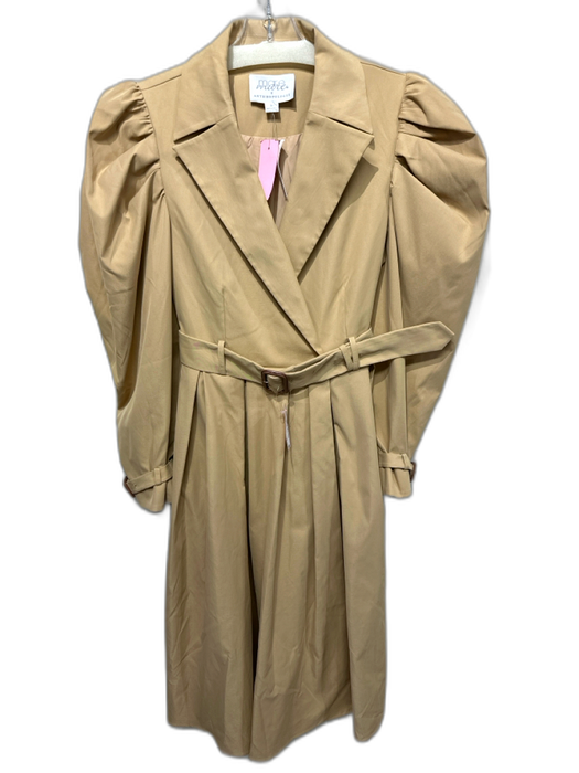 Mare Mare x Anthropologie Size S Khaki Polyester Lapel Puff Shoulder Dress Khaki / S