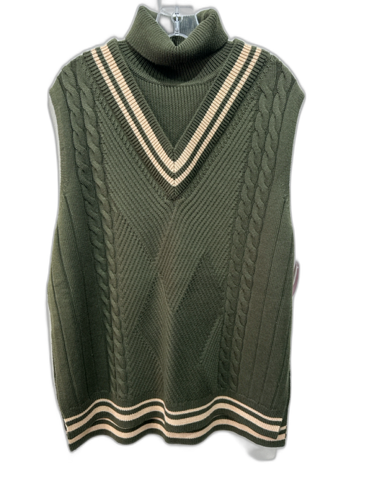 Kerisma Size One Size Hunter Green & Cream Wool Blend Cable Knit Sweater Hunter Green & Cream / One Size