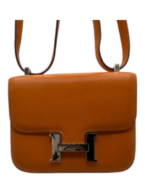 Hermes Orange Leather Gold hardware Crossbody Vintage Bag Orange / Micro Mini