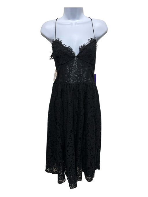 Fame and Partners Size 10 Black Nylon & Cotton Floral Lace Strappy Dress Black / 10