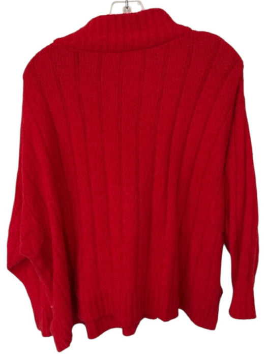 Eileen Fisher Size 1X Red Organic Cotton Blend Mock Neck Knit Sweater Red / 1X