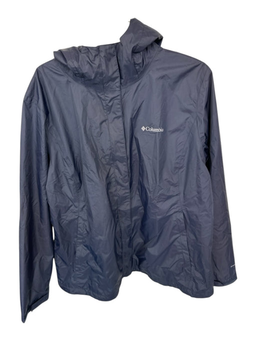 Columbia Navy Nylon Hood Full ZIp Athletic Raincoat Navy / XXL
