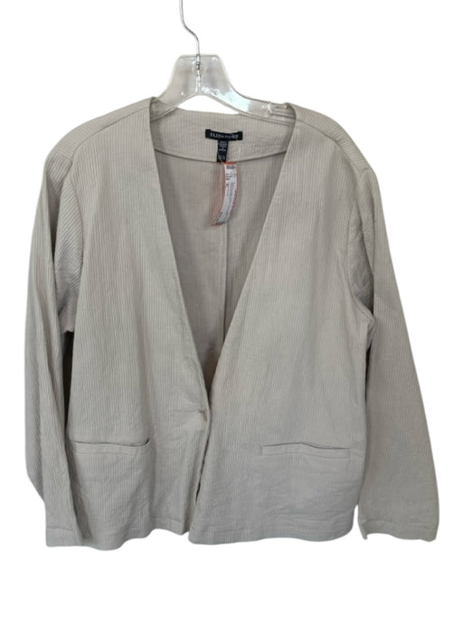Eileen Fisher Size XL Bone Organic Cotton One Button Textured Jacket Bone / XL
