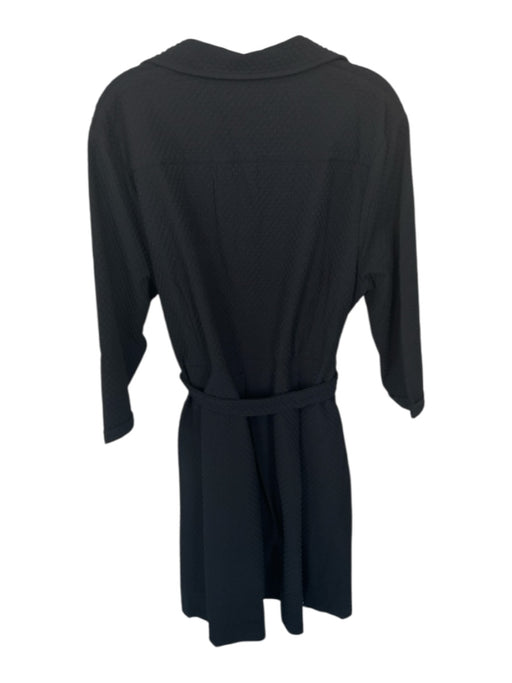 Frances Valentine Size 1X Black Polyester 3/4 Sleeve Textured Button Down Dress Black / 1X