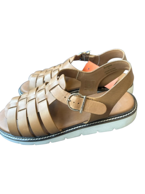 Barbour Shoe Size Est 9.5 Brown Leather Woven Buckle Sandals Brown / Est 9.5