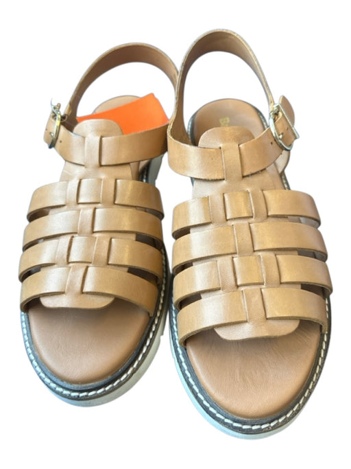 Barbour Shoe Size Est 9.5 Brown Leather Woven Buckle Sandals Brown / Est 9.5