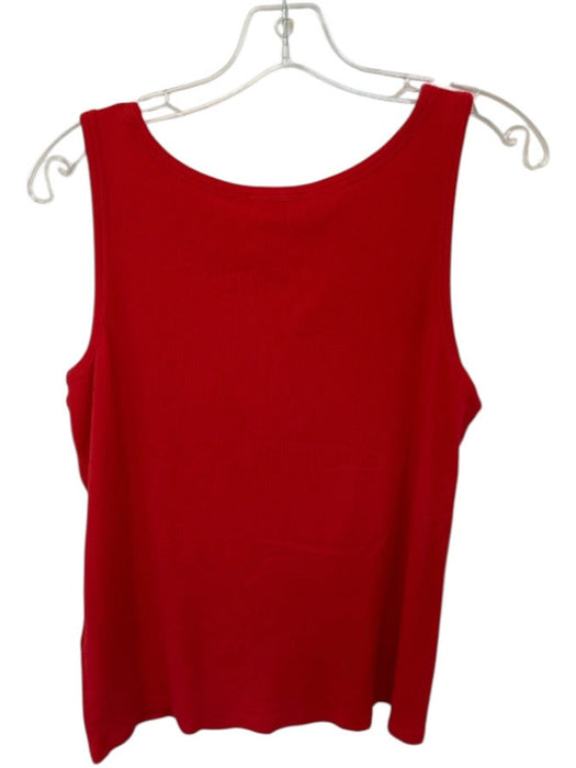 Eileen Fisher Size L Red Cotton Blend Sleeveless Textured Buttons Top Red / L