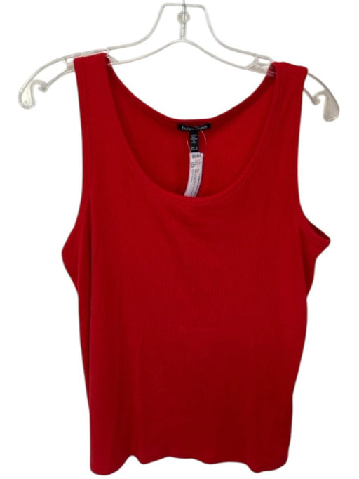 Eileen Fisher Size L Red Cotton Blend Sleeveless Textured Buttons Top Red / L