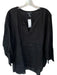 Eileen Fisher Size XL Black Linen Long Sleeve V Neck Front Tie Top Black / XL