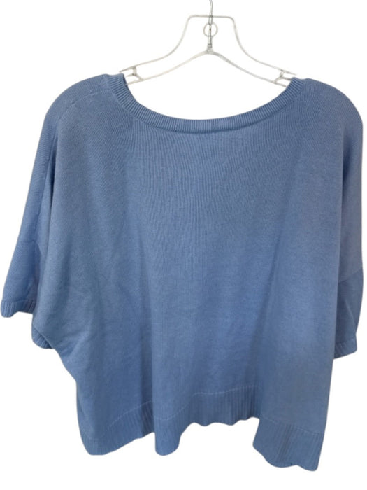 Eileen Fisher Size XL Slate Blue Organic Cotton Blend Short Balloon Sleeve Top Slate Blue / XL
