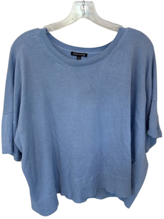 Eileen Fisher Size XL Slate Blue Organic Cotton Blend Short Balloon Sleeve Top Slate Blue / XL