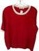 Boden Size L red & cream Cotton Blend Lace Trim Short Sleeve Top red & cream / L