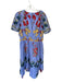 Anthropologie Size XL Purple & Red Cotton Short Sleeve Botanical V Neck Dress Purple & Red / XL
