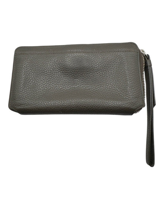 ALLSAINTS Gray Leather Pebbled Zip Around Rectangle Wallets Gray