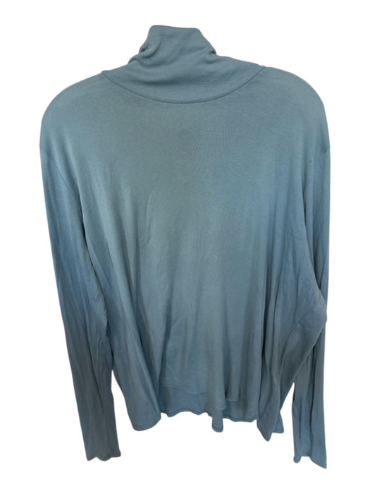 Eileen Fisher Size 1X Blue Cotton Blend Turtle Neck Long Sleeve See Through Top Blue / 1X