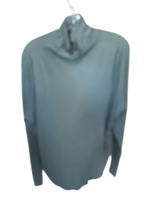 Eileen Fisher Size 1X Blue Cotton Blend Turtle Neck Long Sleeve See Through Top Blue / 1X