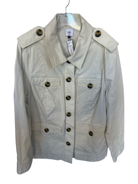 Cabi Size XXL Light Tan Cotton Blend Button Up Large Button Detail Jacket Light Tan / XXL