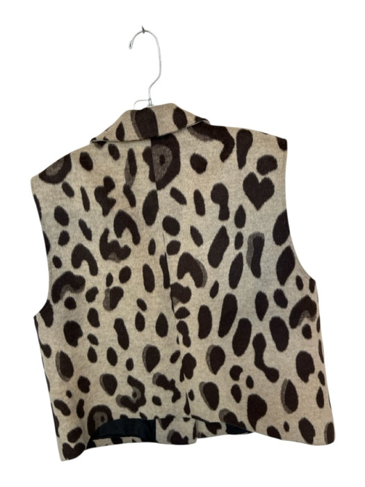 Maeve Size XL Black & Tan Polyester Blend Cheetah Collar Buttons Fuzzy Vest Black & Tan / XL
