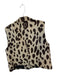 Maeve Size XL Black & Tan Polyester Blend Cheetah Collar Buttons Fuzzy Vest Black & Tan / XL