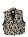 Maeve Size XL Black & Tan Polyester Blend Cheetah Collar Buttons Fuzzy Vest Black & Tan / XL