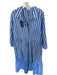 Anthropologie Size XL Blue & White Cotton Striped Maxi Gems Collar Dress Blue & White / XL