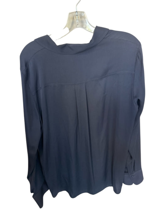Vince Size XL Navy Silk Blend Button Up Collared Long Sleeve Flowy Blouse Navy / XL