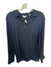 Vince Size XL Navy Silk Blend Button Up Collared Long Sleeve Flowy Blouse Navy / XL