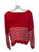 Ralph Lauren Size XL White & Red Cotton Striped embroider neck Knit Sweater White & Red / XL