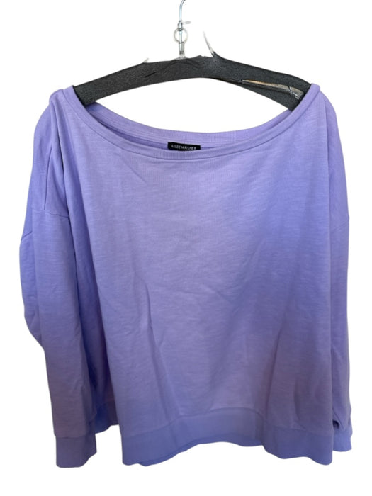 Eileen Fisher Size XL Periwinkle Cotton Long Sleeve Heathered Sweatshirt Periwinkle / XL