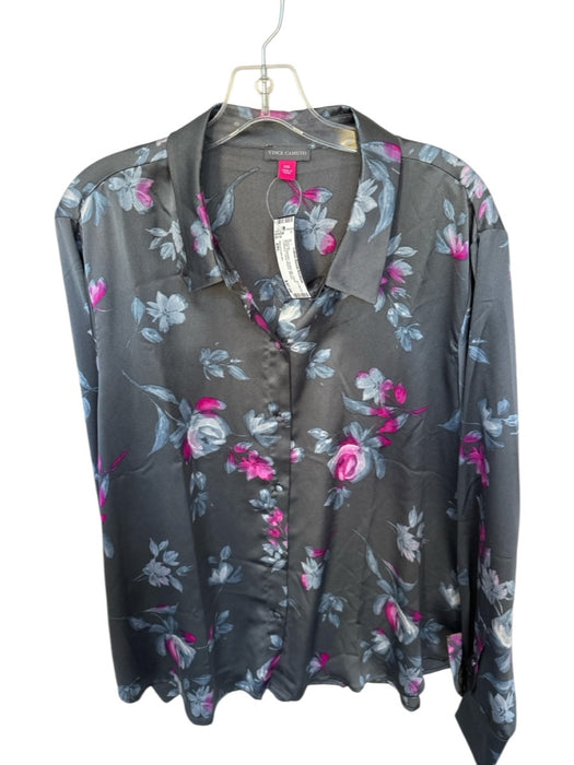 Vince Camuto Size 2XL Multi Polyester Button Up Floral Collared Blouse Multi / 2XL