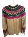 CeCe Size XL Beige & Pink Acrylic Blend Fair Isle Mock Collar Ribbed Sweater Beige & Pink / XL
