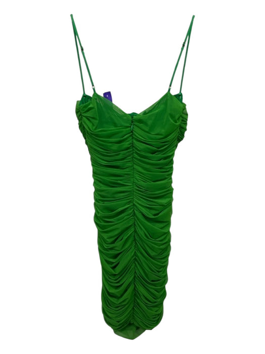 House of CB Size S Green Polyester Mesh Overlay Ruched Side Gather Dress Green / S