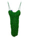 House of CB Size S Green Polyester Mesh Overlay Ruched Side Gather Dress Green / S