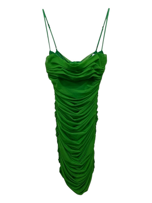 House of CB Size S Green Polyester Mesh Overlay Ruched Side Gather Dress Green / S