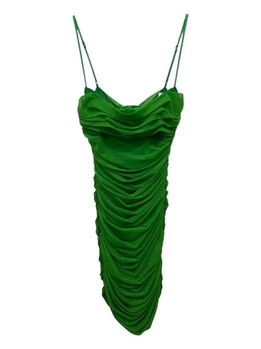 House of CB Size S Green Polyester Mesh Overlay Ruched Side Gather Dress Green / S